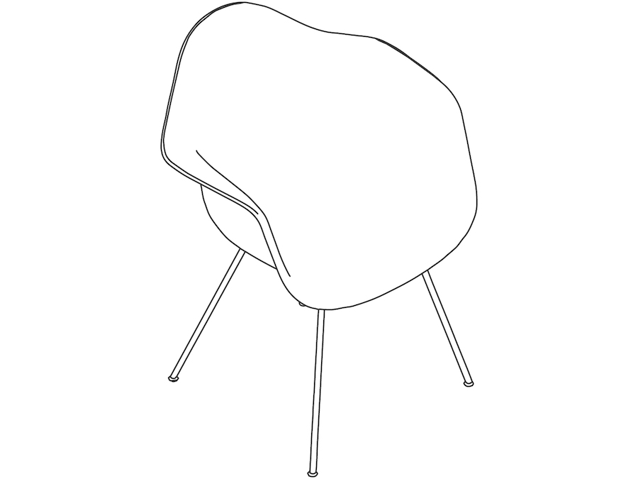 Um desenho de linha - Cadeira com braços Eames Molded Plastic – Base de quatro pernas – Totalmente estofada