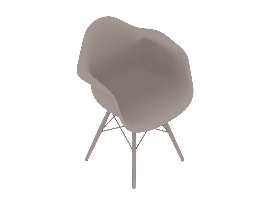 通用渲染图 - Eames模压塑壳扶手椅–木质底座–全软垫