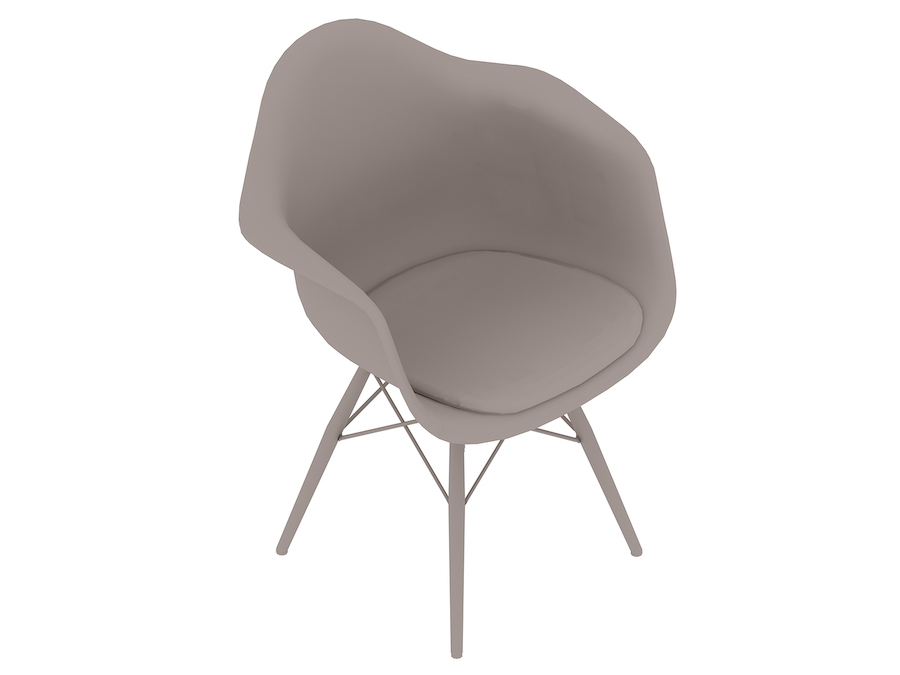 通用渲染图 - Eames模压塑壳扶手椅–木质底座–无软垫