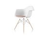 A photo - Eames Moulded Plastic Armchair–Dowel Base–Upholstered Seat Pad