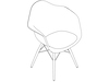 A line drawing - Eames Molded Plastic Armchair–Dowel Base–Upholstered Seat Pad