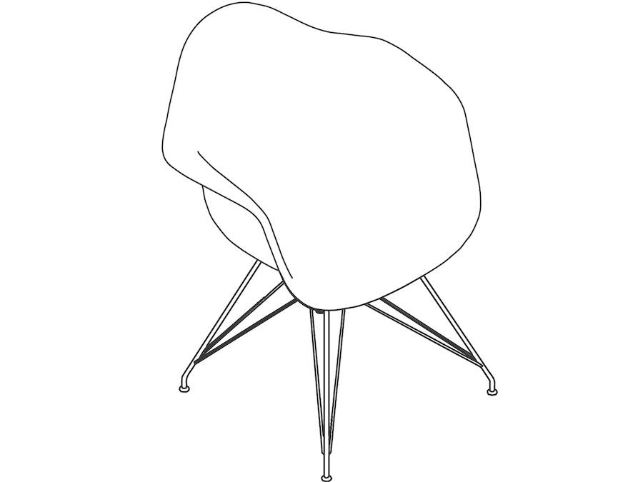 A line drawing - Eames Moulded Plastic Armchair–Wire Base–Nonupholstered
