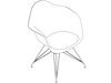 A line drawing - Eames Molded Plastic Armchair–Wire Base–Upholstered Seat Pad