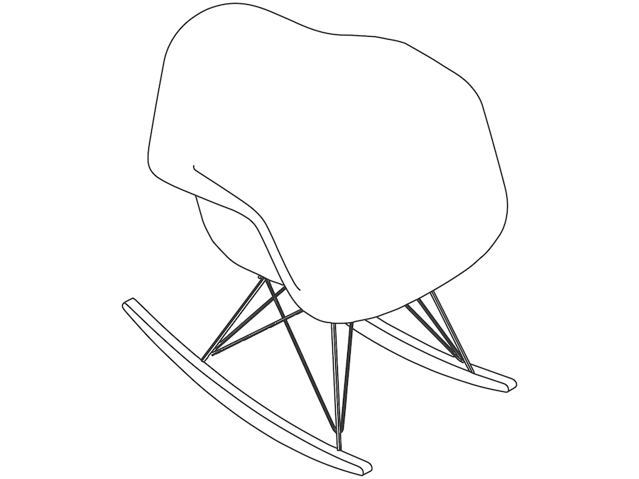 线描图 - Eames模压塑壳摇椅–无软垫