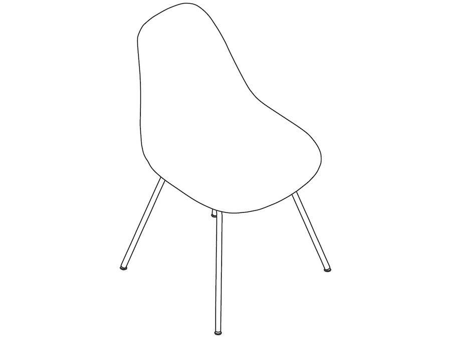 线描图 - Eames模压塑壳单椅–4腿底座–无软垫
