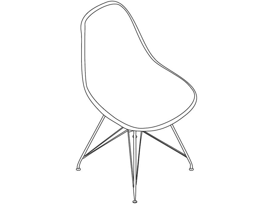 A line drawing - Eames Moulded Plastic Side Chair–Wire Base–Fully Upholstered
