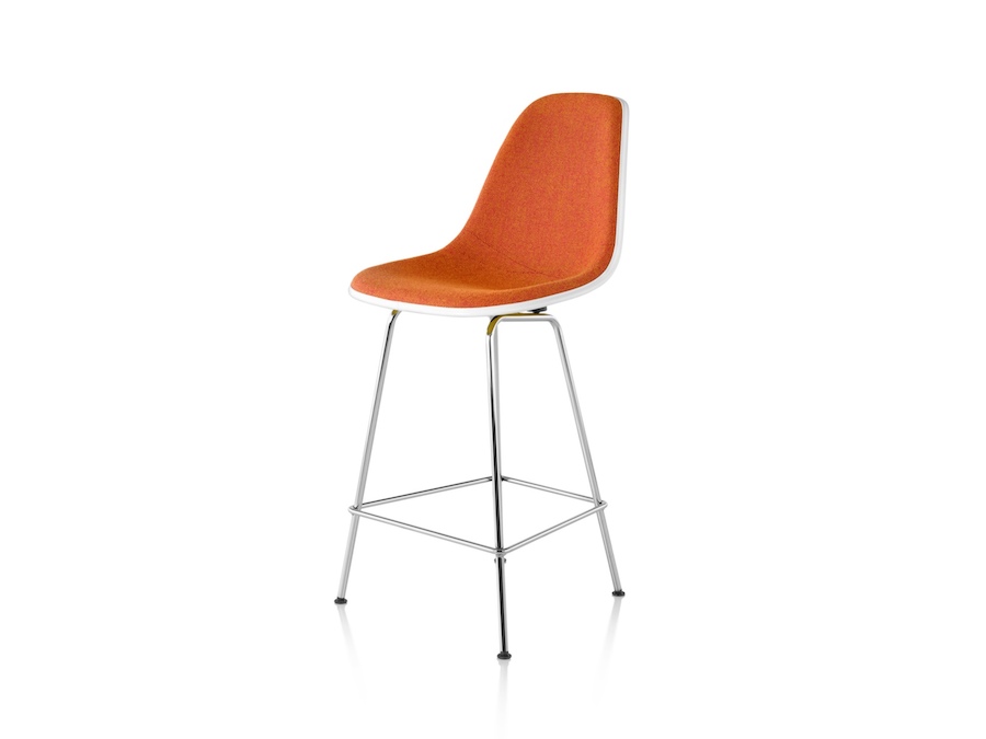 A photo - Eames Molded Plastic Stool–Counter Height–Fully Upholstered