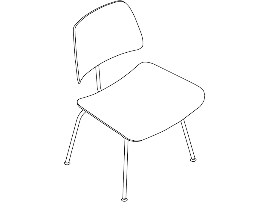 Um desenho de linha - Cadeira de jantar Eames Molded Plywood–Base de metal–Não estofada