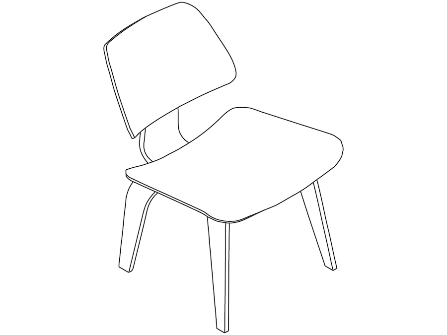 Um desenho de linha - Cadeira de jantar Eames Molded Plywood–Base de madeira–Não estofada