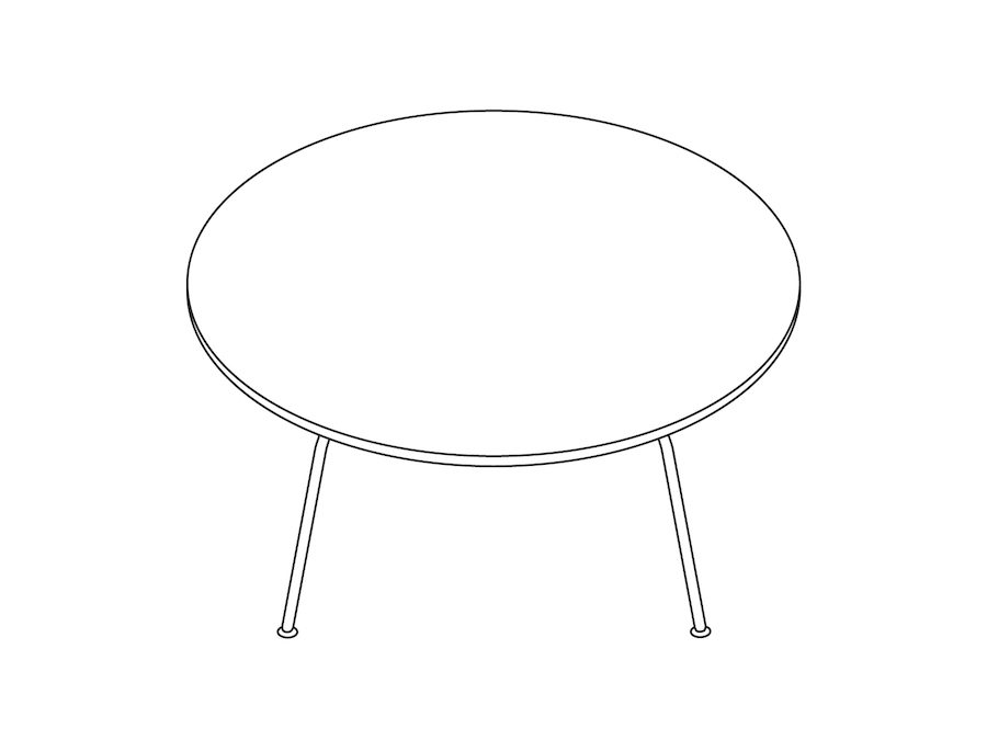 线描图 - Eames模压胶合板咖啡桌–金属底座
