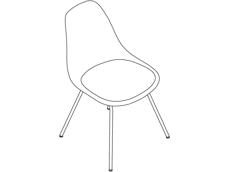 Un dibujo - Silla Eames de madera moldeada–Base de 4 patas–Almohadilla del asiento tapizada