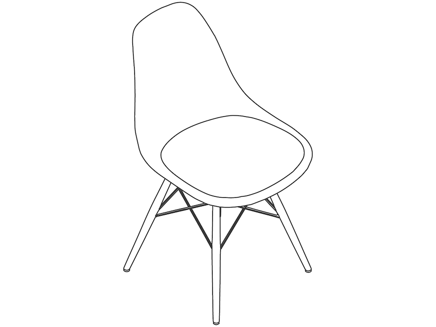 Un dibujo - Silla Eames de madera moldeada–Base de clavijas–Almohadilla del asiento tapizada