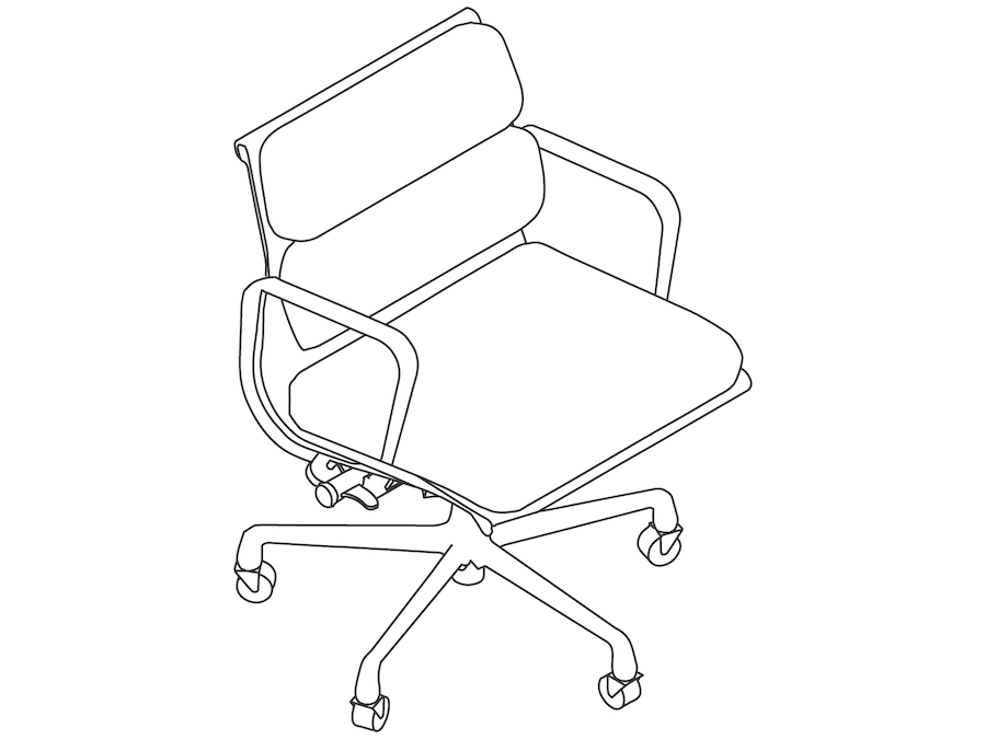 线描图 - Eames Soft Pad软垫座椅–老板椅–带扶手