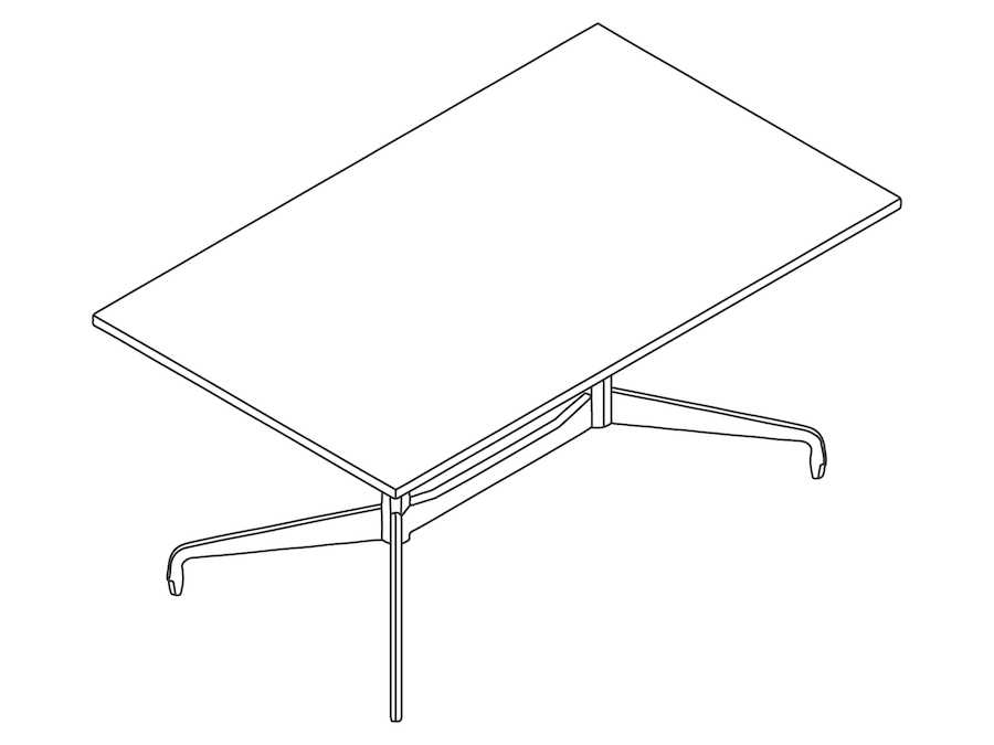 线描图 - Eames桌子–矩形–分段底座