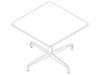 线描图 - Eames桌子–方桌–收缩底座
