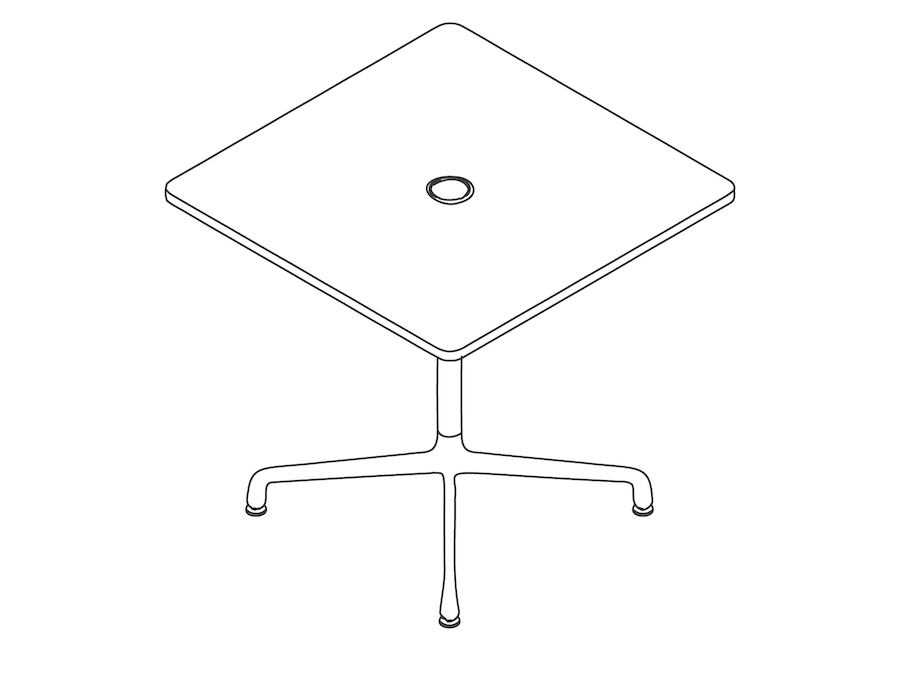 线描图 - Eames桌子–方桌–通用底座