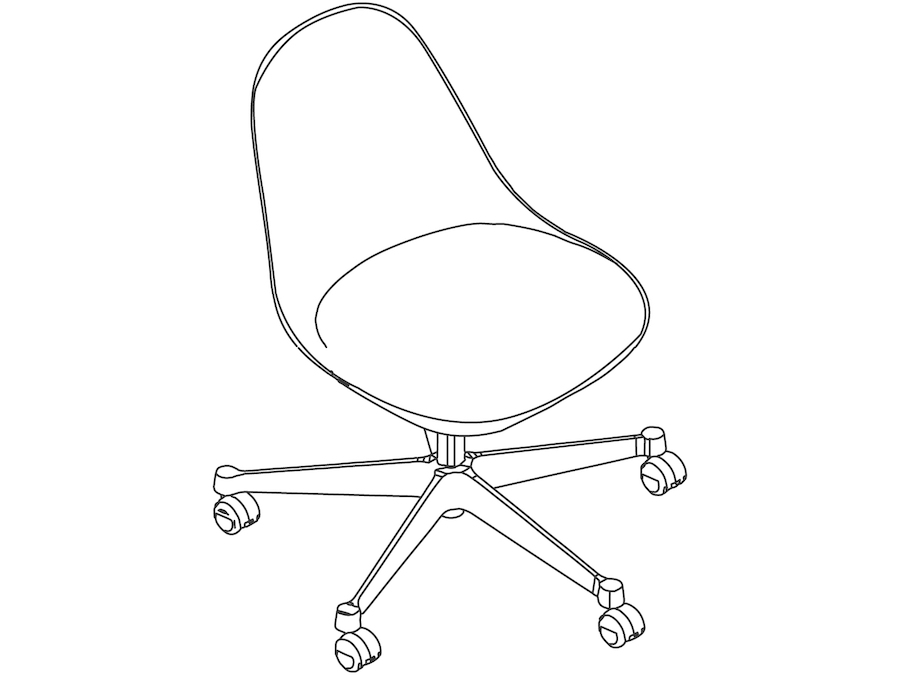 A line drawing - Eames Task Chair–Armless–Upholstered Seat Pad