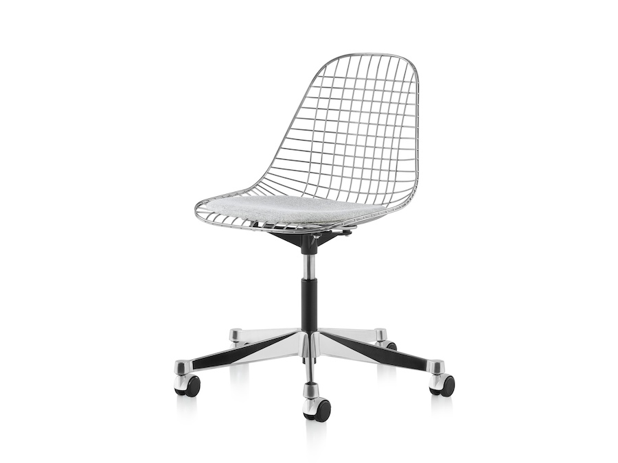 A photo - Eames Task Chair–Armless–Upholstered Seat–Wire Shell