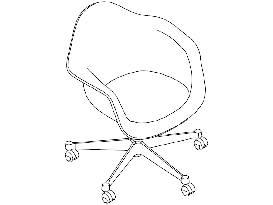 A line drawing - Eames Task Chair–With Arms–Upholstered Seat Pad