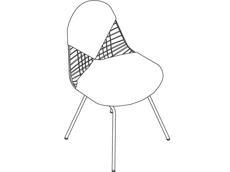 A line drawing - Eames Wire Chair–4-Leg Base–Upholstered Seat and Back