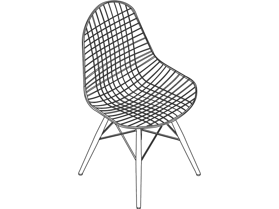 A line drawing - Eames Wire Chair–Dowel Base–Nonupholstered