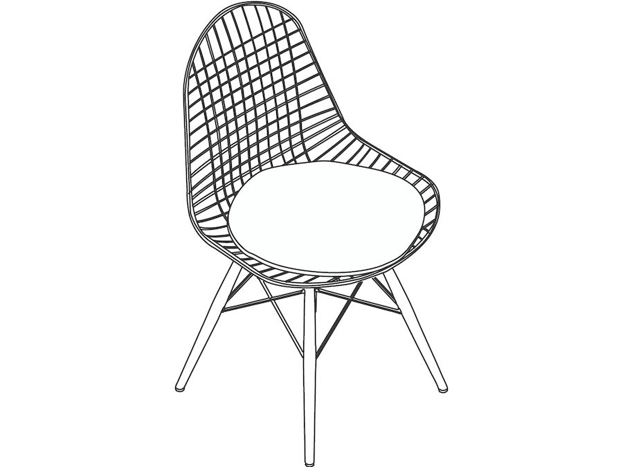 A line drawing - Eames Wire Chair–Dowel Base–Upholstered Seat