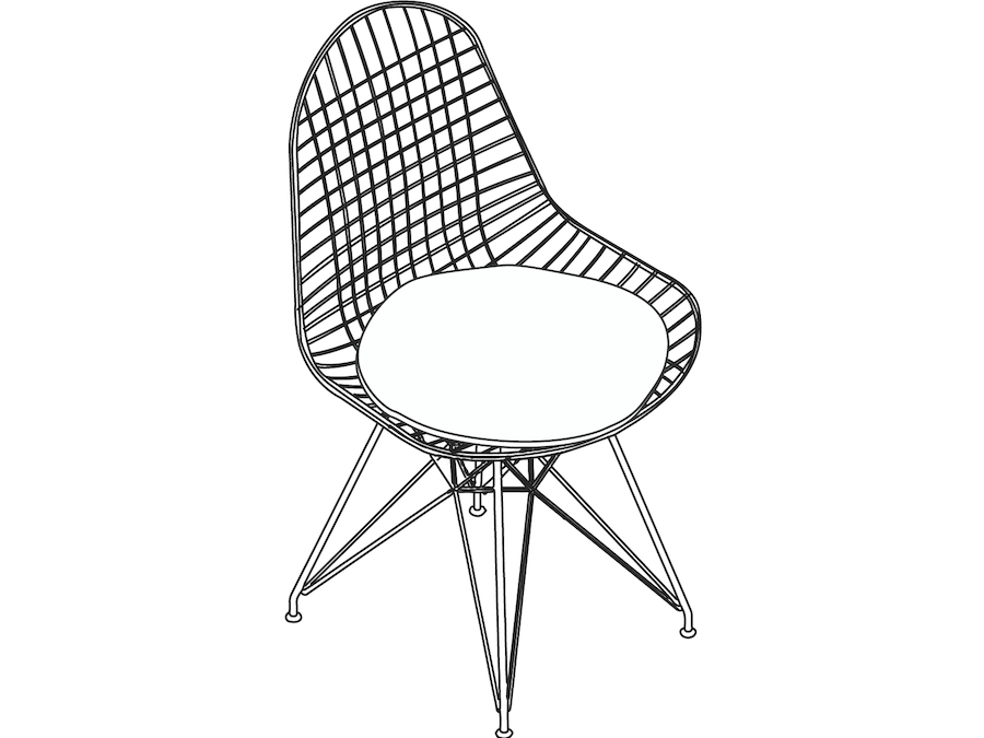 A line drawing - Eames Wire Chair–Wire Base–Upholstered Seat