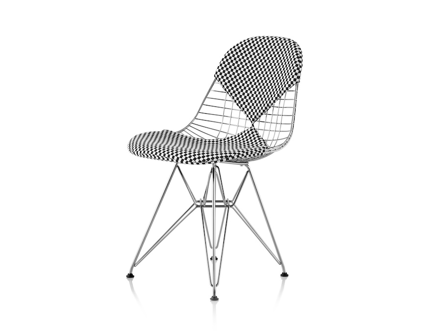 A photo - Eames Wire Chair–Wire Base–Upholstered Seat and Back