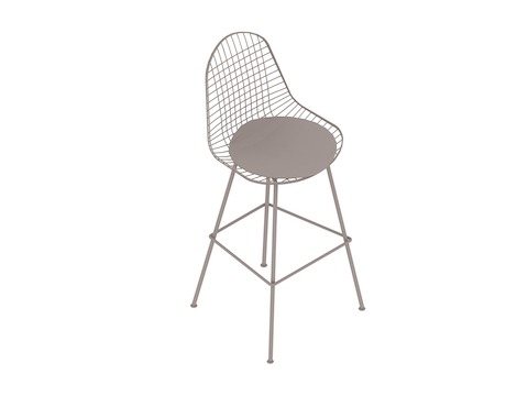 通用渲染图 - Eames钢丝凳子–吧台高度–带软垫的椅座