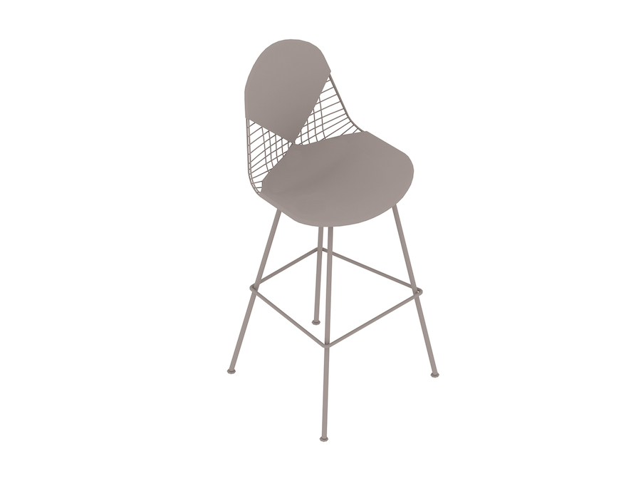 通用渲染图 - Eames钢丝凳子–吧台高度–带软垫的椅座和靠背