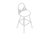 A line drawing - Eames Wire Stool–Bar Height–Upholstered Seat and Back