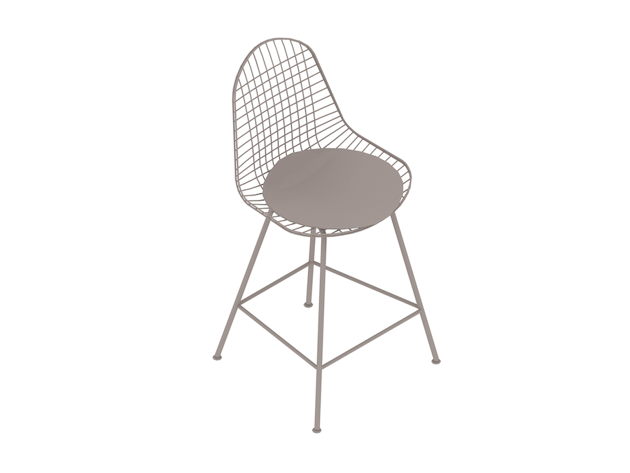 通用渲染图 - Eames钢丝凳子–柜台高度–带软垫的椅座