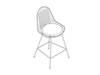 线描图 - Eames钢丝凳子–柜台高度–带软垫的椅座