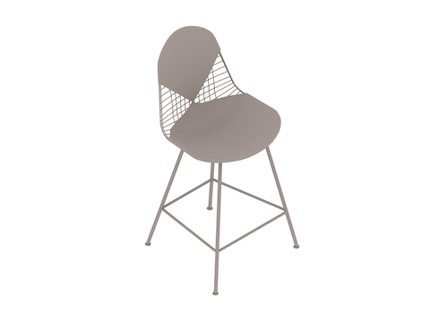 Uma renderização genérica - Banqueta Eames Wire–Altura de balcão–Assento e encosto estofados