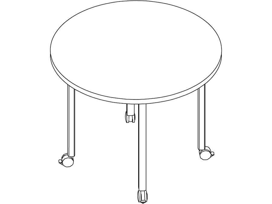 A line drawing - Everywhere Table–Round–Post Leg