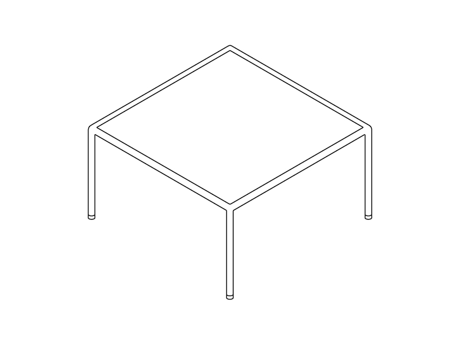 Um desenho de linha - Mesa redonda–Quadrada
