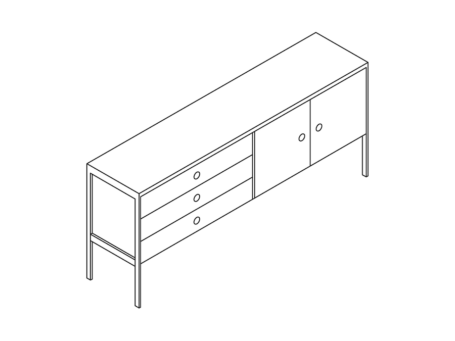 A line drawing - H Frame Credenza–2 Units Wide