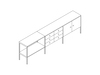 A line drawing - H Frame Credenza–3 Units Wide