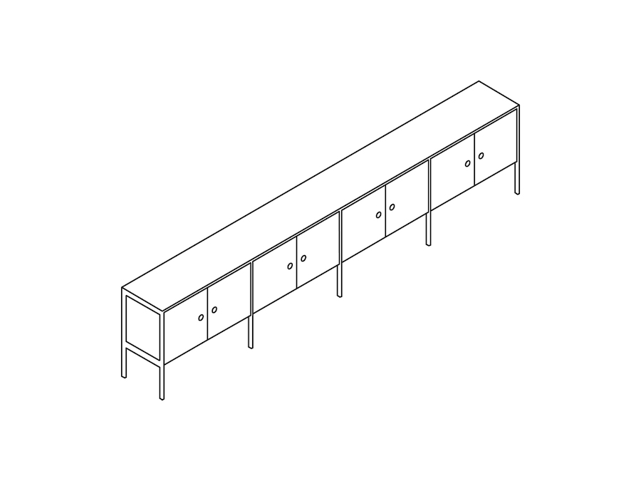 A line drawing - H Frame Credenza–4 Units Wide