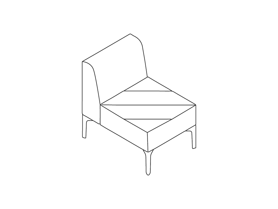 Un dibujo - Sillería modular Hatch–sin brazos–1 asiento