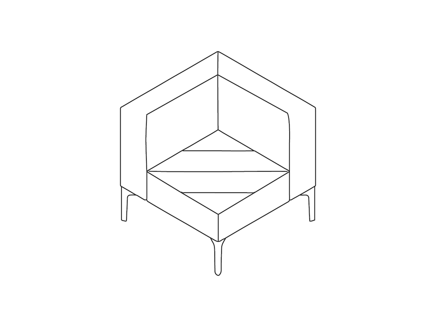 Dessin au trait : Siège modulaire Hatch–Angle