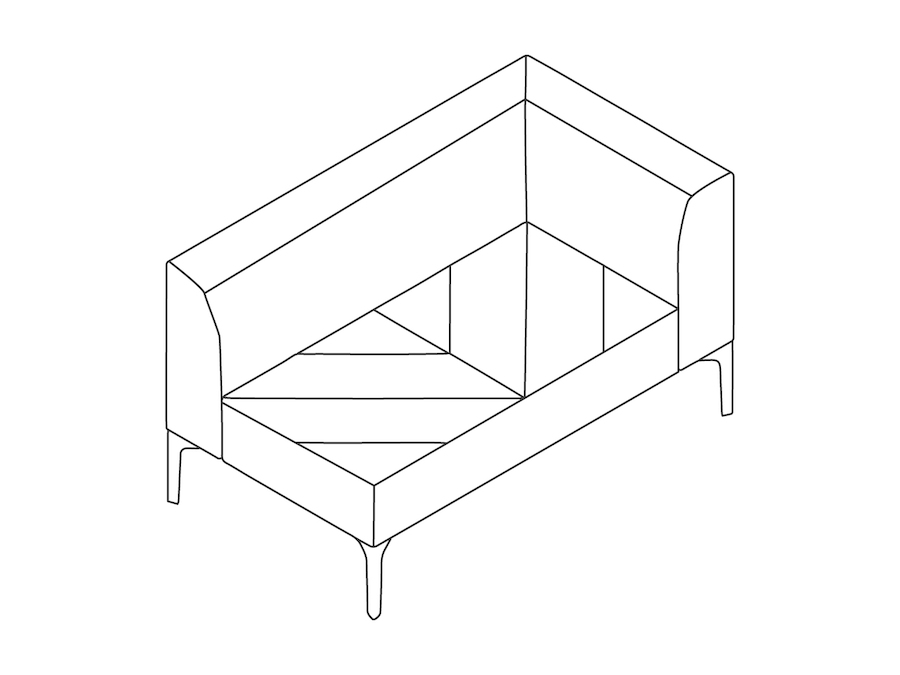 A line drawing - Hatch Modular Seating–Left Arm–2 Seat