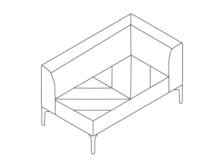 Eine Zeichnung - Hatch Modulare Sitzelemente–Armlehne links–2-Sitzer