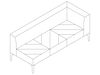 A line drawing - Hatch Modular Seating–Left Arm–3 Seat