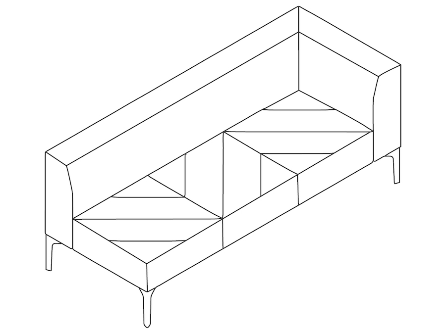 Un dibujo - Sillería modular Hatch–brazo izquierdo–3 asientos