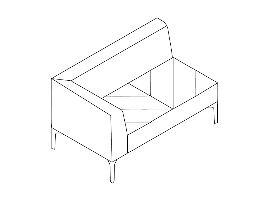A line drawing - Hatch Modular Seating–Right Arm–2 Seat