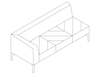 A line drawing - Hatch Modular Seating–Right Arm–3 Seat