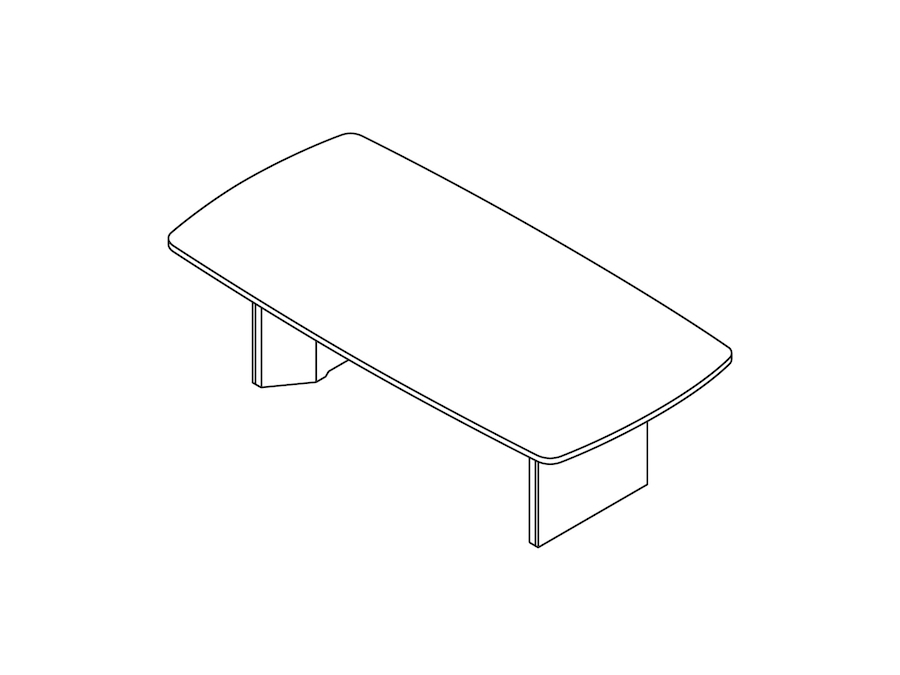 A line drawing - Headway Conference Table–Seated Height–Boat–Cabinet Base