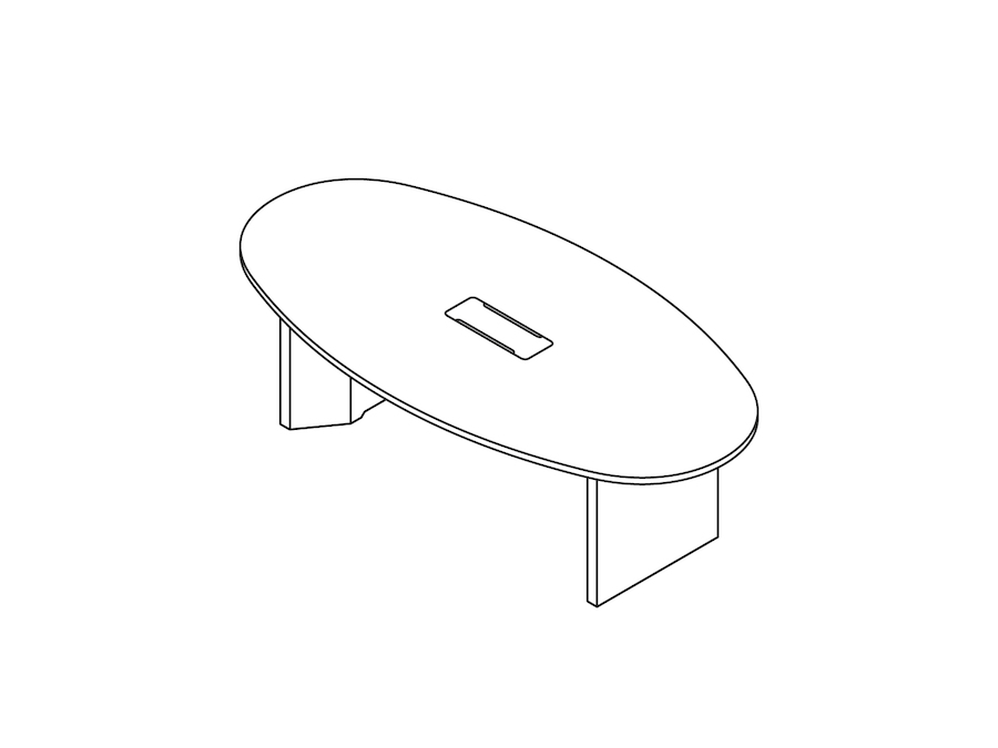 A line drawing - Headway Conference Table–Seated Height–Oval–Cabinet Base