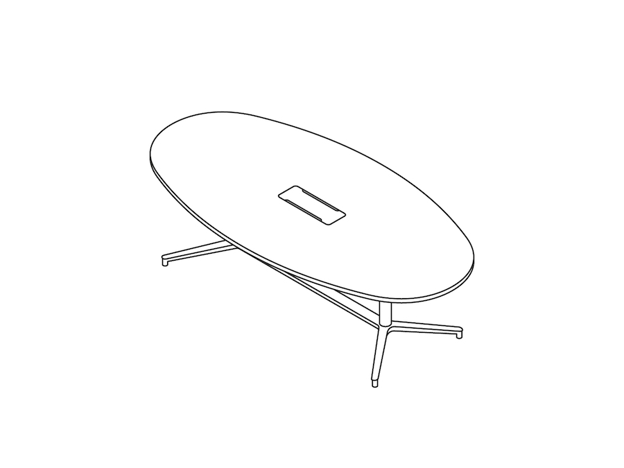 Un dibujo - Mesa de conferencias Headway – Altura sentado – Oval – Base en Y